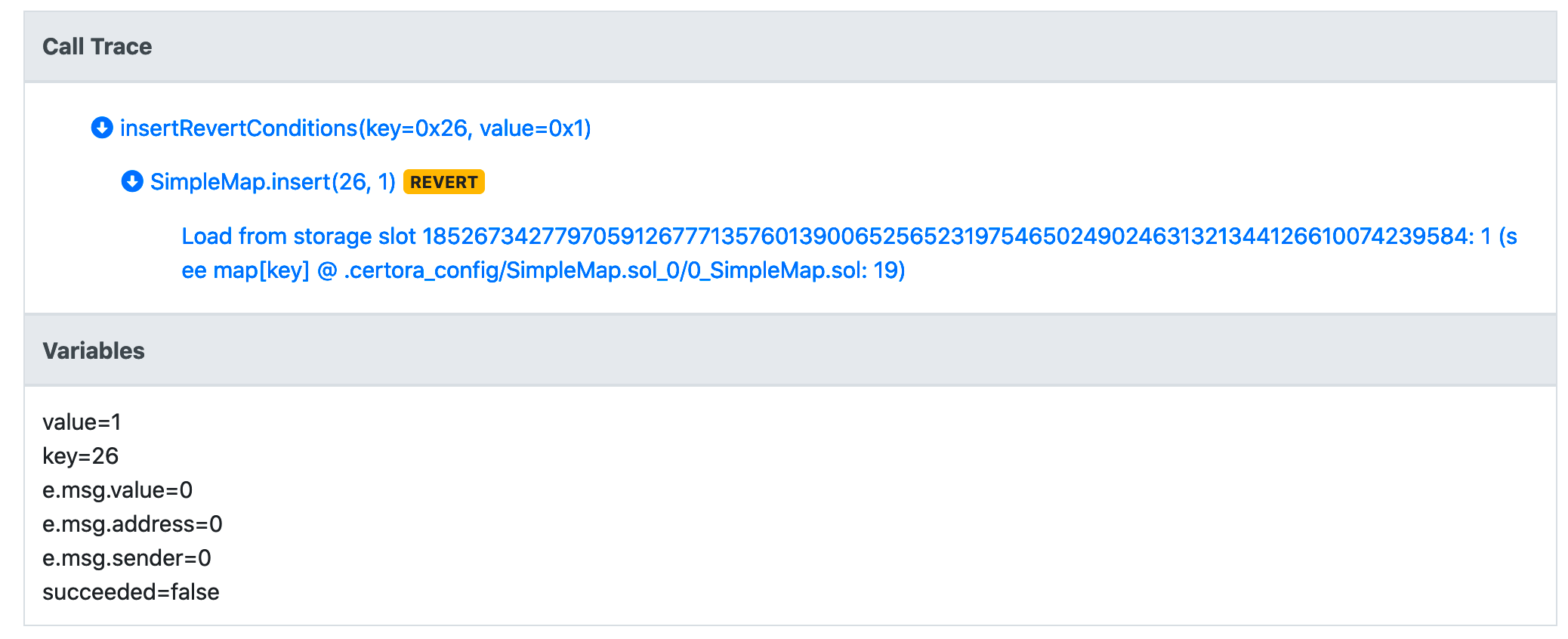call trace example - second failure